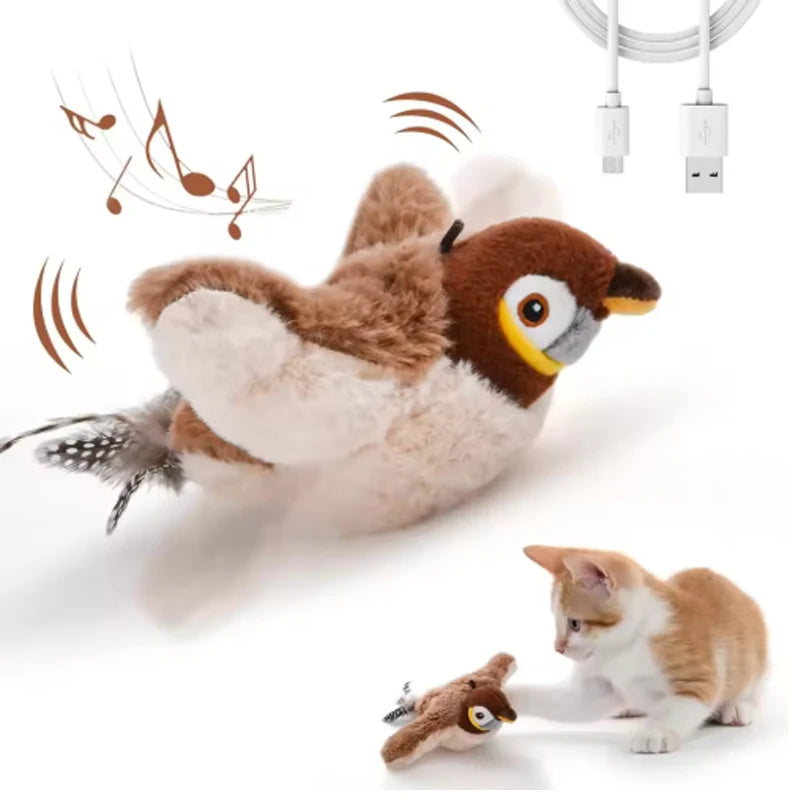 Interactive Chirping Simulated Plush Bird Toy For Cats And Dogs