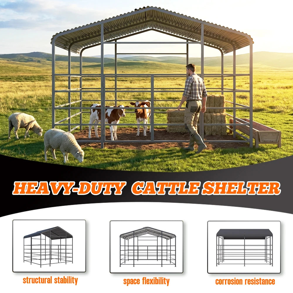 Heavy Duty Galvanized Steel Livestock Shelter Wind Resistant