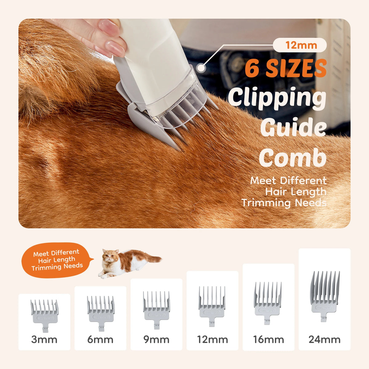 Sweetcrispy Pet Grooming Clipper Vacuum Kit Cordless Low Noise Shaver