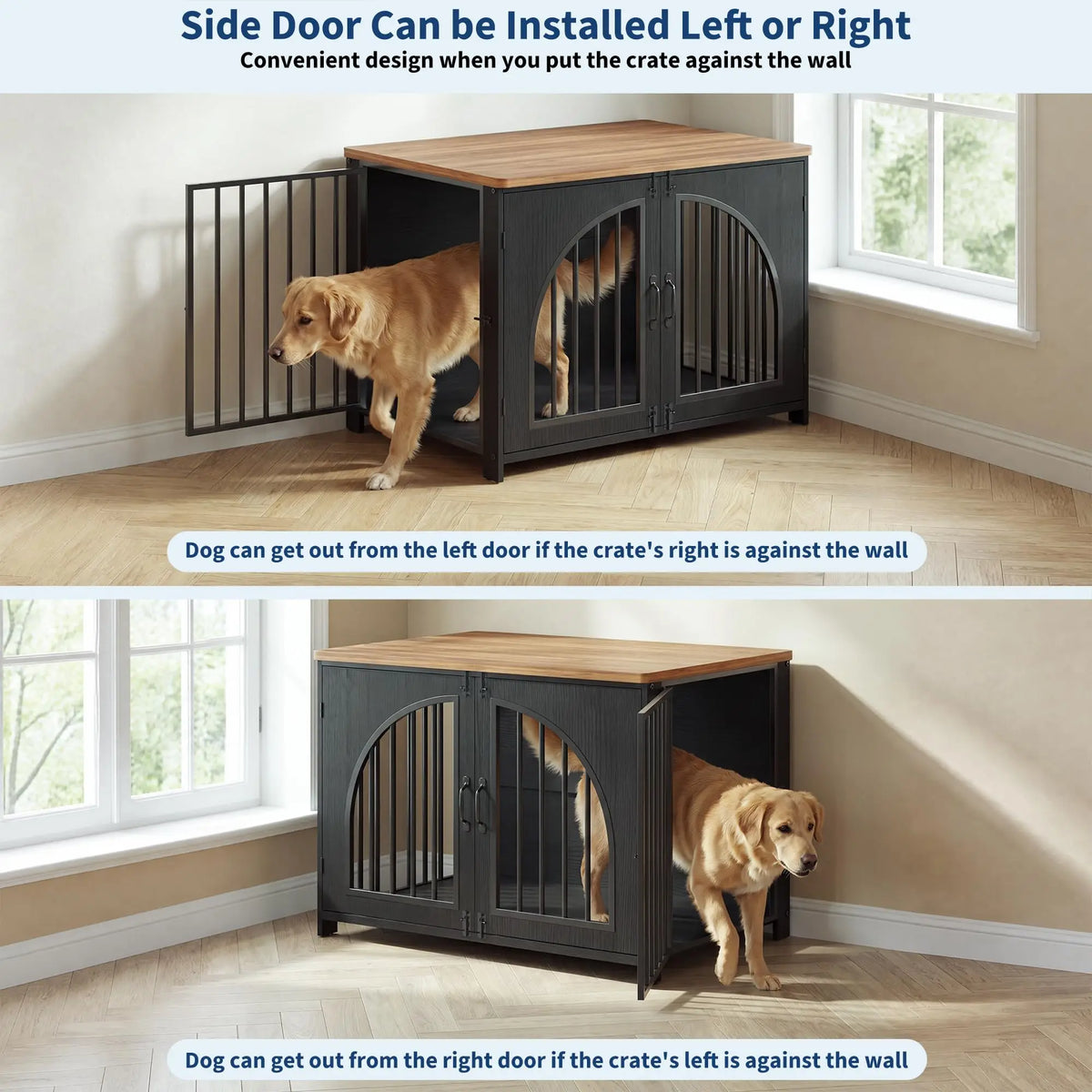 Dog Crate Furniture Indoor Dog Kennel With Lock And Arched Door
