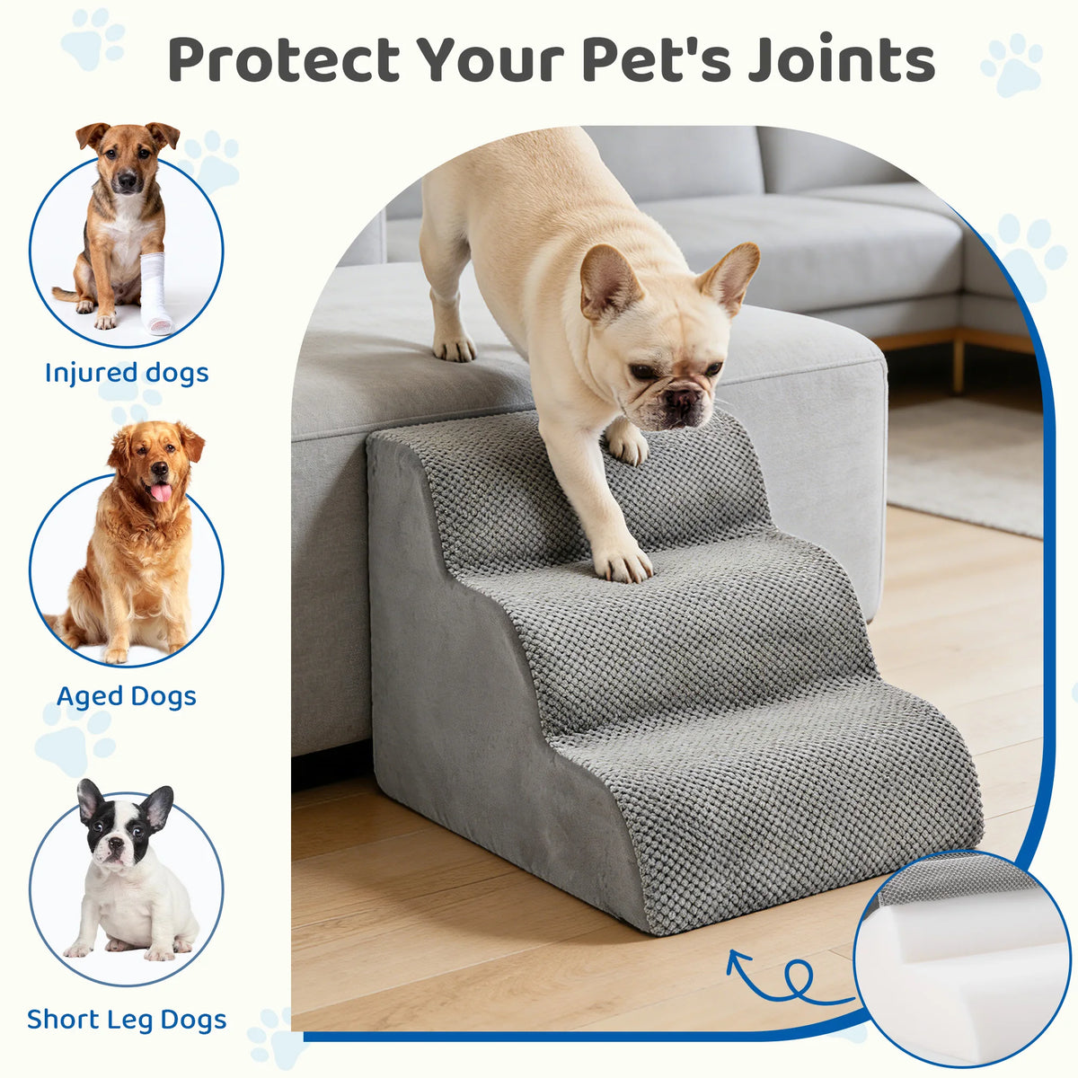 Curved High Density Foam Dog Stair Ramp For Small Pets