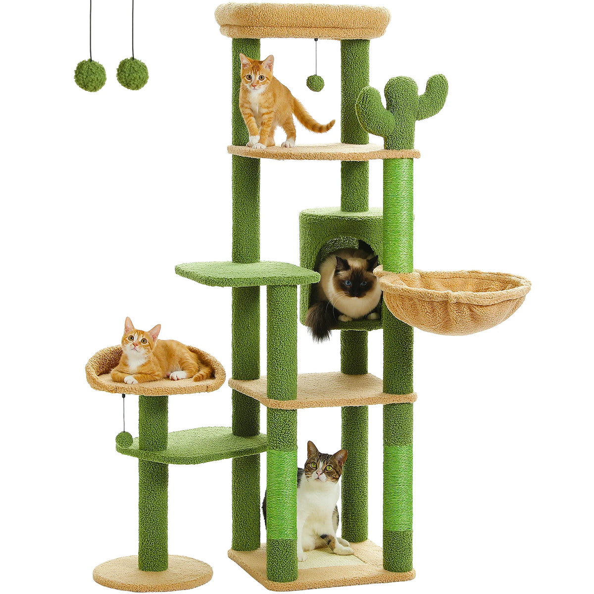 PEQULTI Multi-Level Cat Tree Scratching Post Hammock Perches