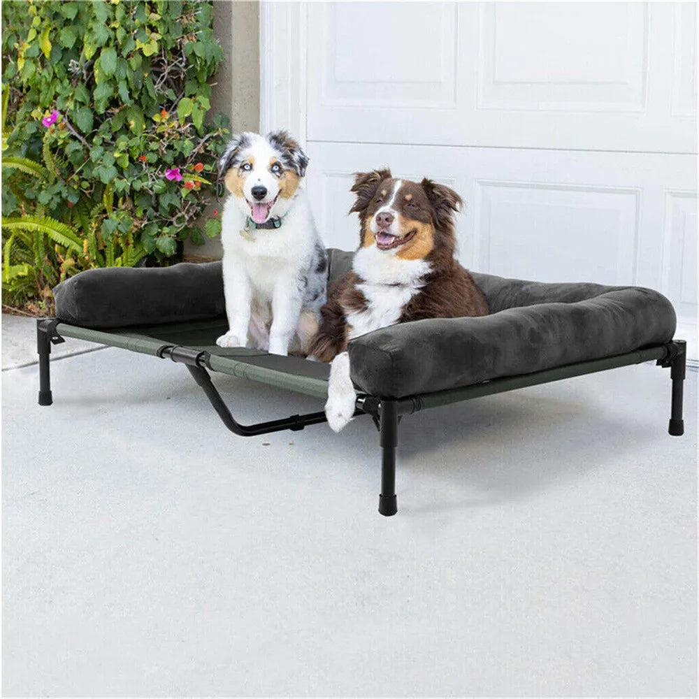 BORWART Elevated Cooling Dog Bed With Removable Plush Cover