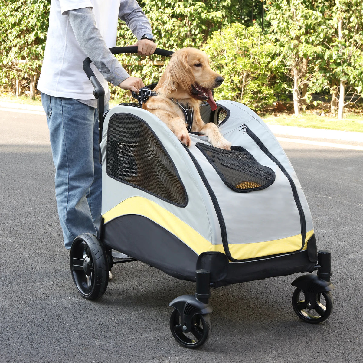 Bingopaw 4 Wheel Foldable Double Large Dog Stroller Pet Carrier
