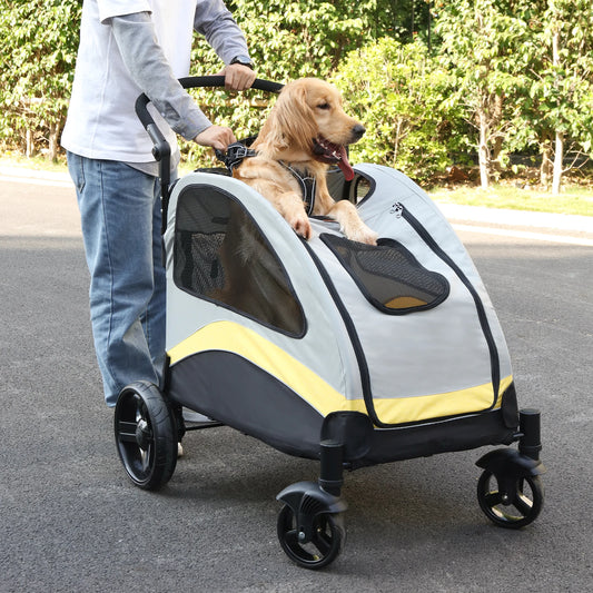 Bingopaw 4 Wheel Foldable Double Large Dog Stroller Pet Carrier