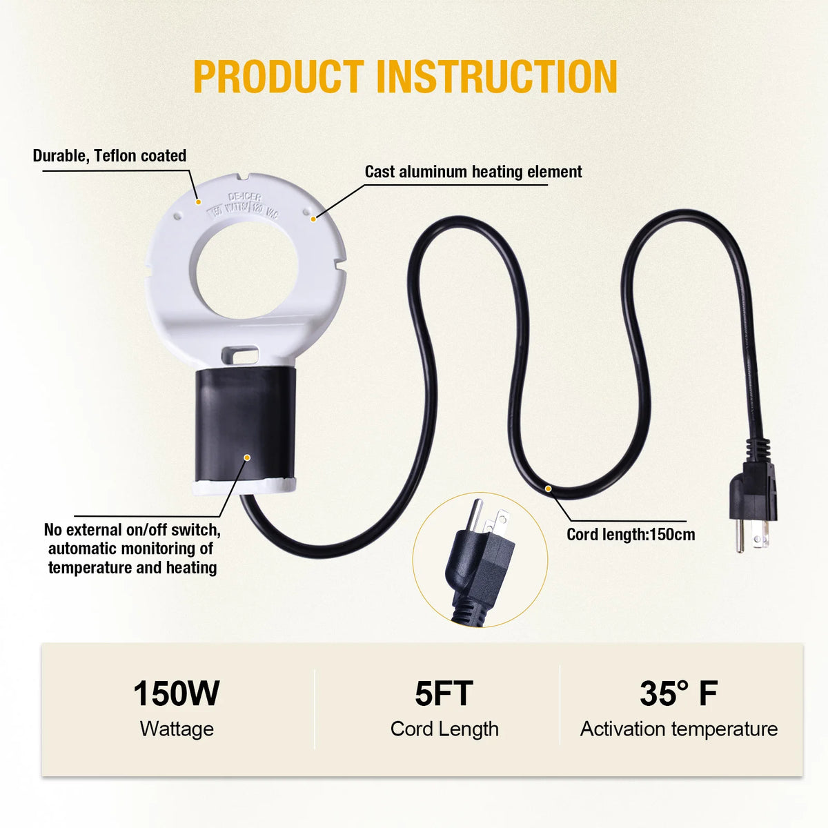 Submersible Thermostatic Bird Bath Heater And Water De-Icer