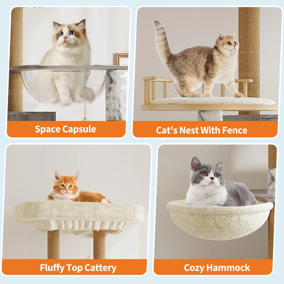 Multi-Level Cat Tree with Hidden Litter Box Enclosure Sisal Scratching Posts Condo & Hammock for Large Indoor Cats Modern Litter Box Furniture