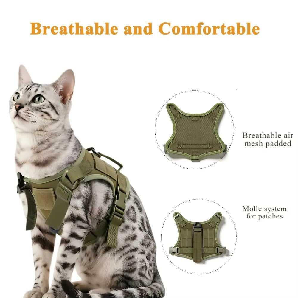Petravel Tactical Cat Harness With Leash Set For Walking Cats