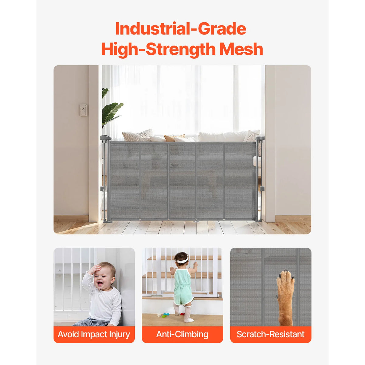 SucceBuy Retractable Baby Gate For Kids And Pets Easy Install