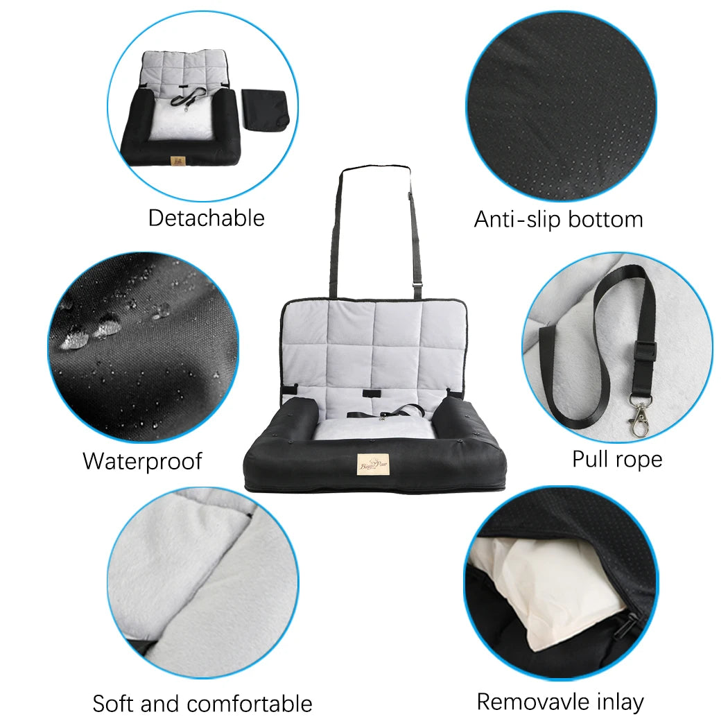 Bingopaw Waterproof Car Seat Dog Bed With Removable Cover