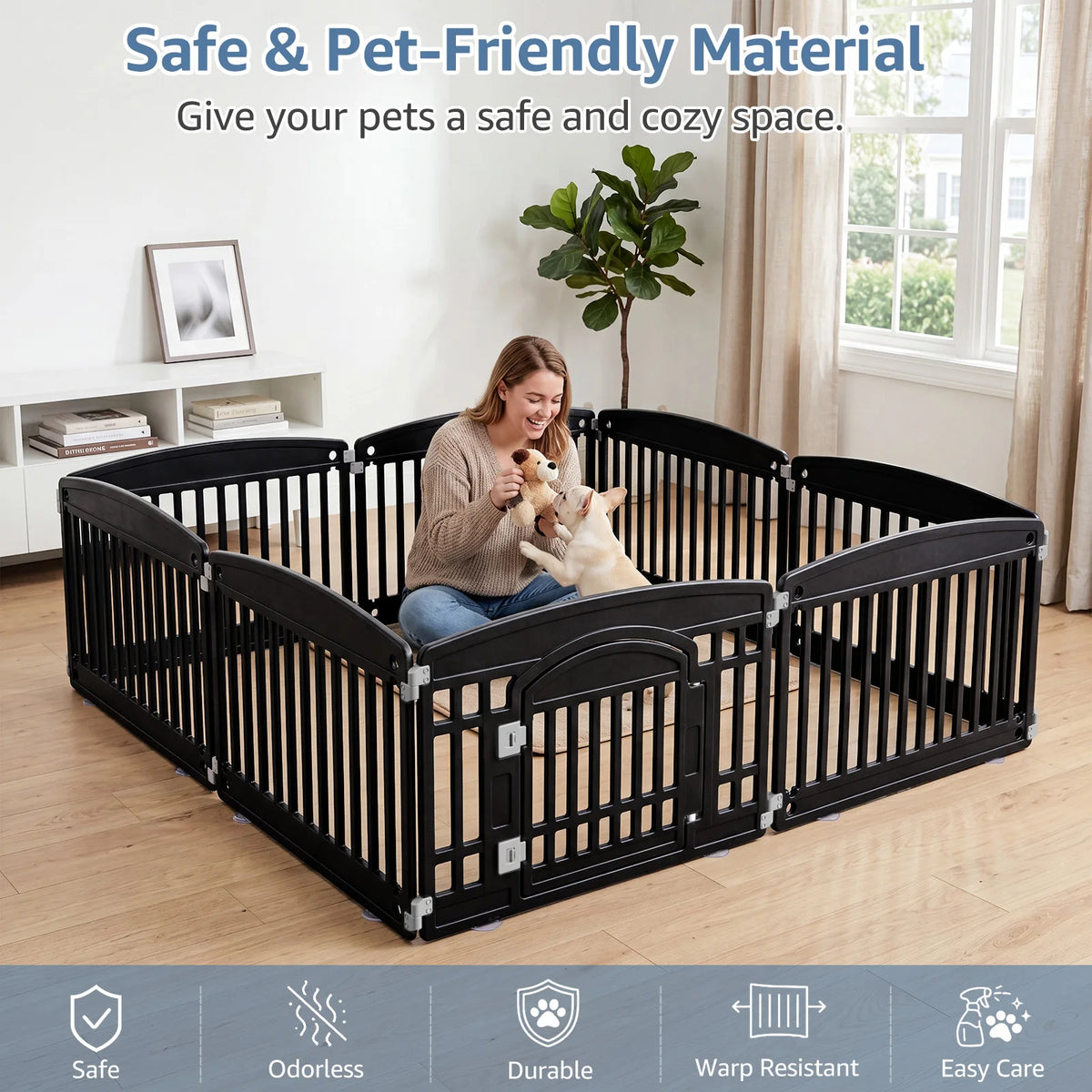 JHK Portable Plastic Dog Playpen For Indoor And Outdoor Use