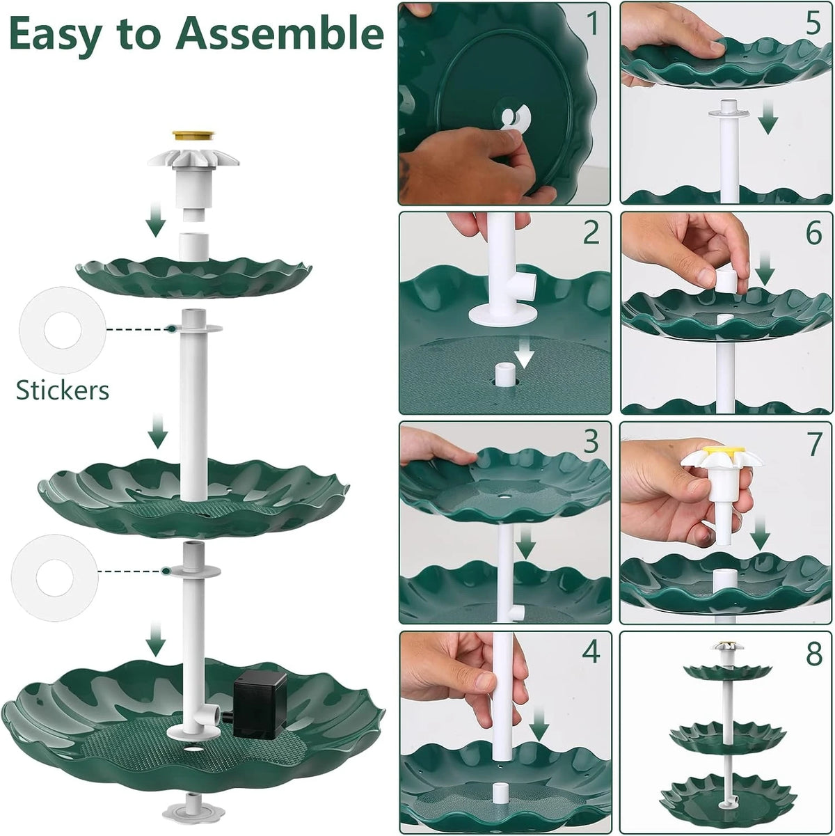 Solar Bird Bath Fountain With Detachable Water Landscaping Design
