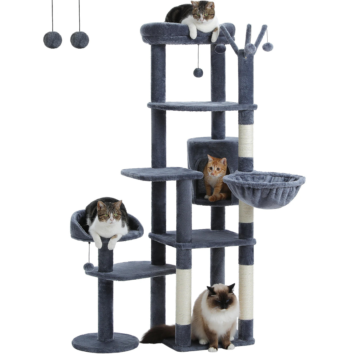 PEQULTI Multi-Level Cat Tree Scratching Post Hammock Perches