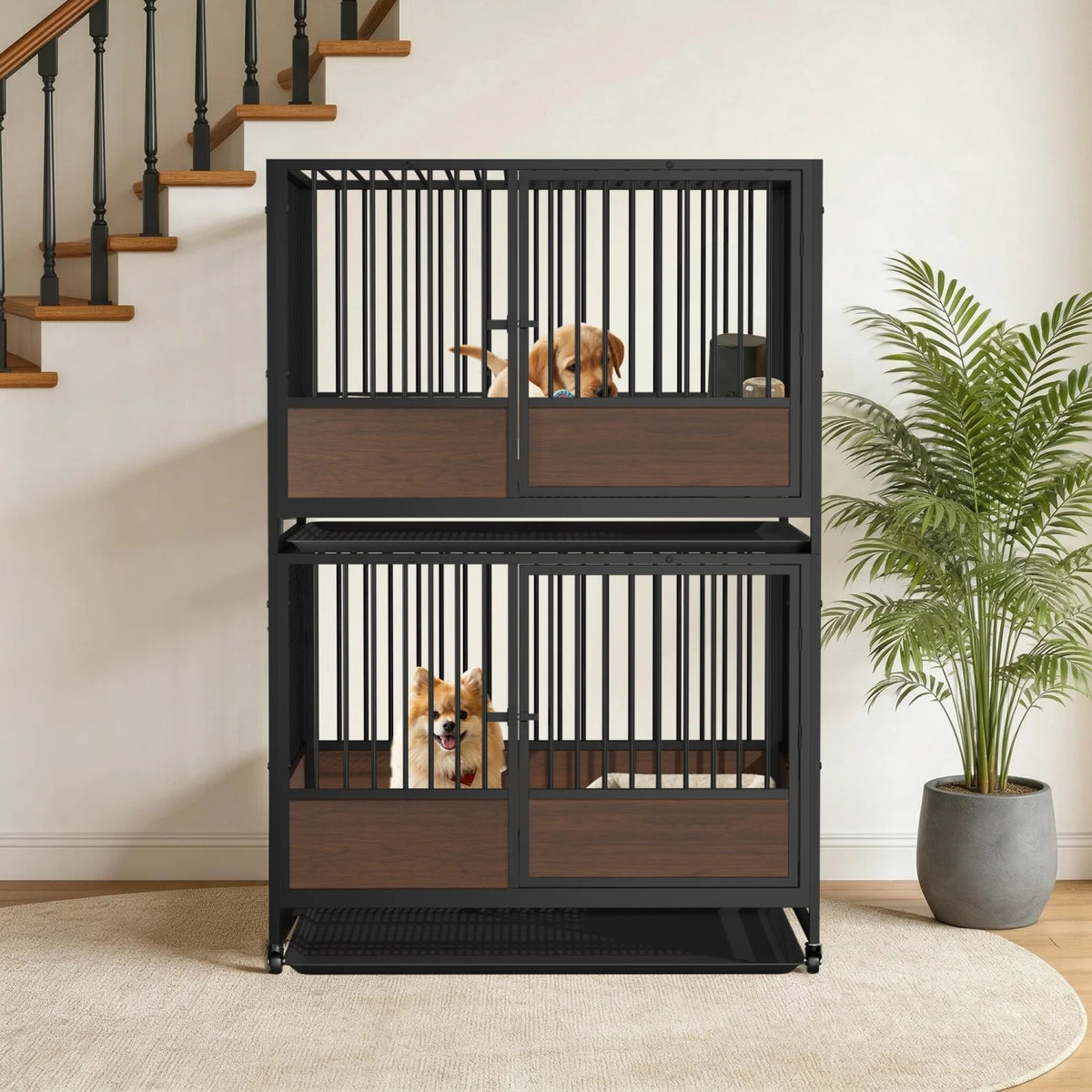 Premium Metal Cat Whelping Crate Removable Tray Furniture Style Slider