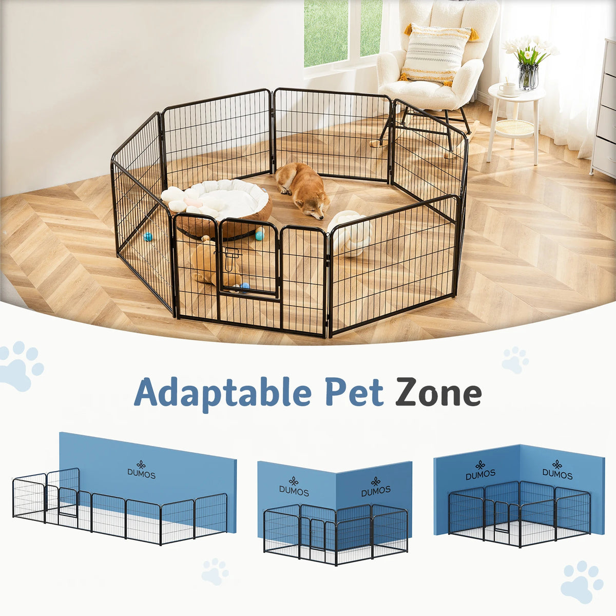 JHK Metal Foldable Dog Playpen Pet Fence For Outdoor Use