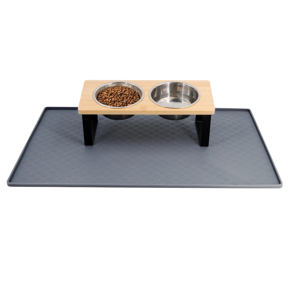 Elevated Cat Bowls With Wooden Stand And Stainless Steel Bowls
