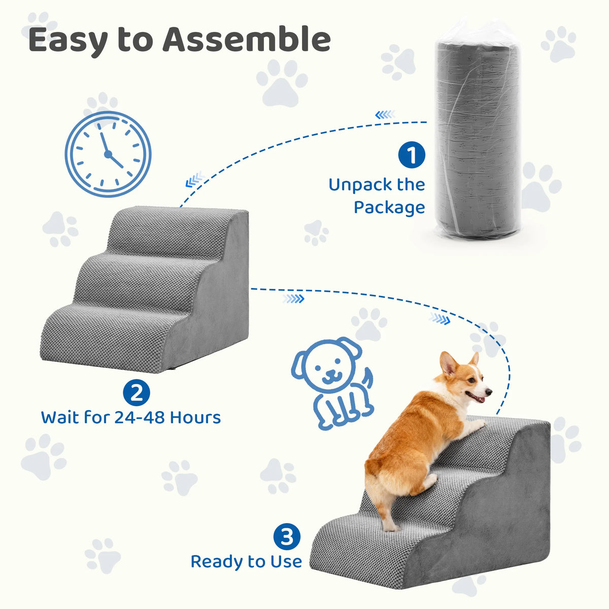 Curved High Density Foam Dog Stair Ramp For Small Pets