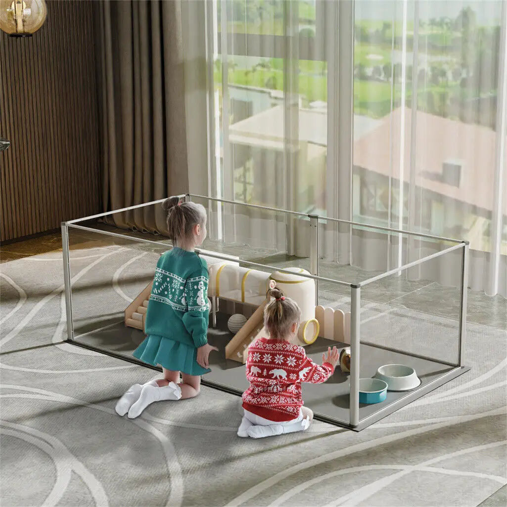 BINGOPAW Clear Acrylic Pet Playpen With Waterproof Pad For Animals