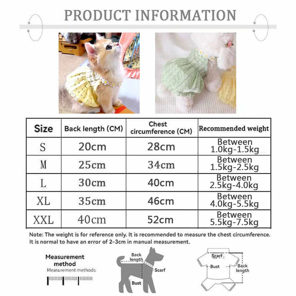 Breathable Floral Wreath Collar Pet Dress For Dogs And Cats