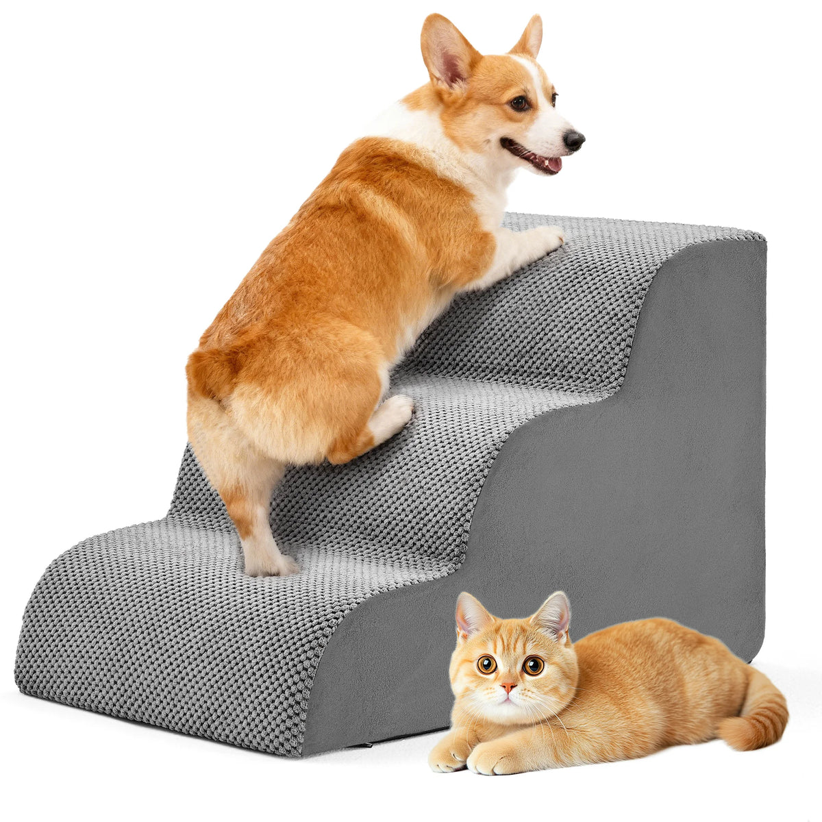 Curved High Density Foam Dog Stair Ramp For Small Pets