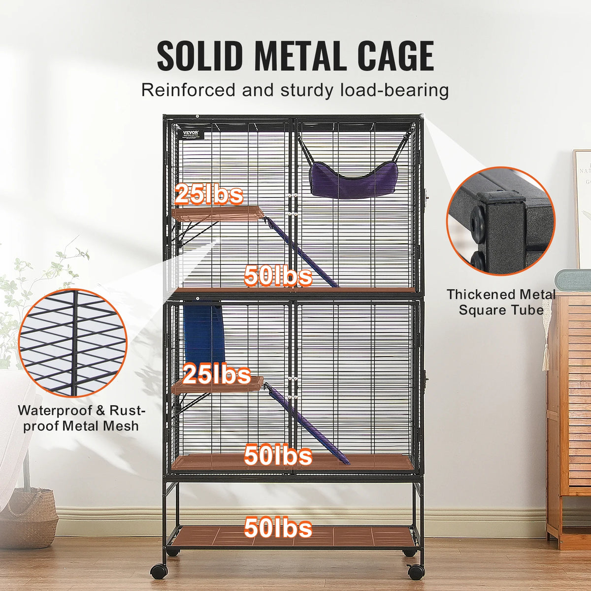 SucceBuy Four Tier Rolling Metal Cage For Small Pets