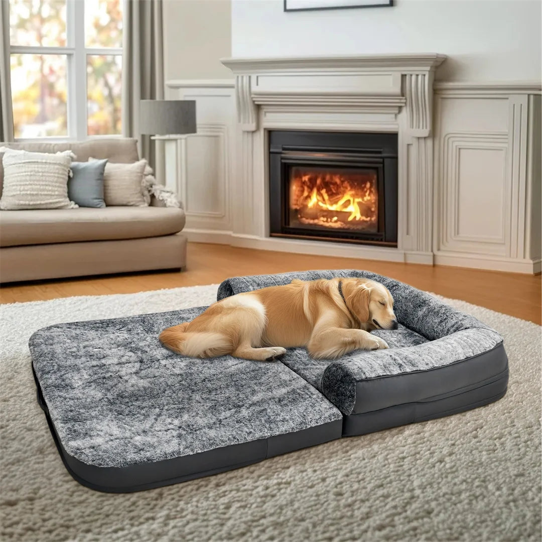 Bingopaw Giant Foldable Calming Orthopedic Plush Dog Bed