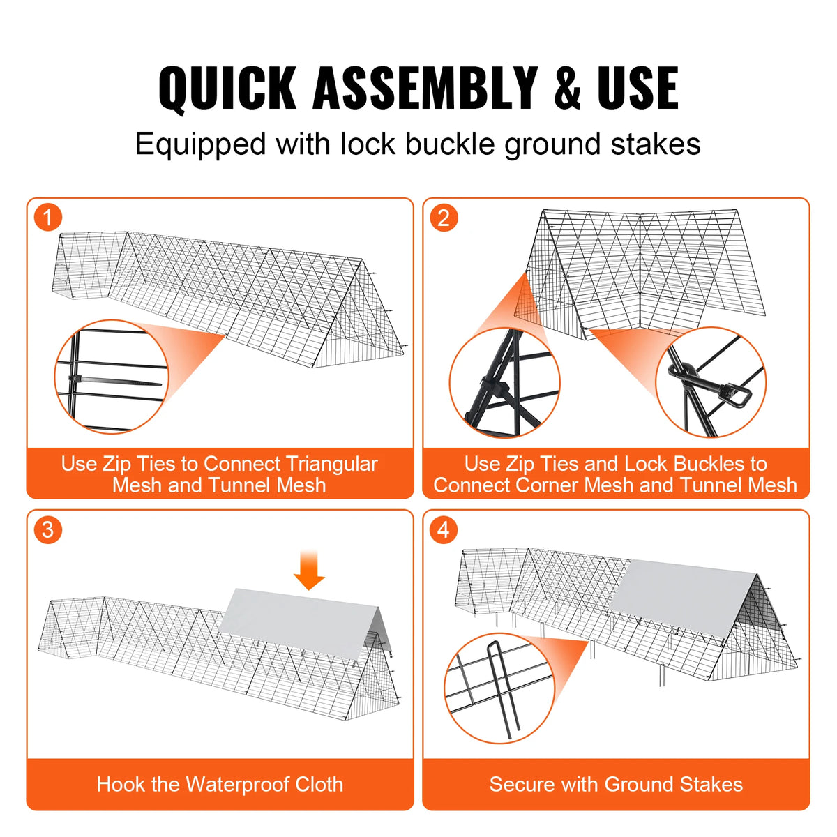 SucceBuy Portable Iron Chicken Tunnel For Outdoor Garden Use