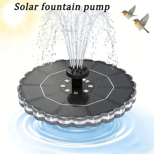 Solar Bird Bath Fountain With LED Lights And Multiple Nozzles