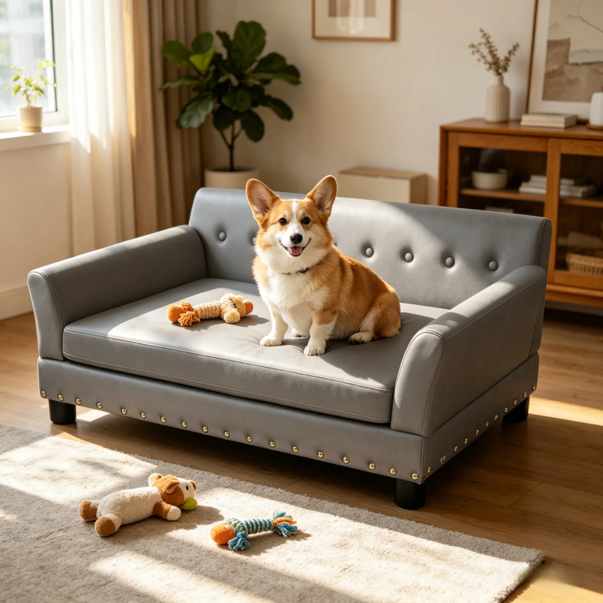 BINGOPAW Elevated Dog Sofa With Removable Microfiber Cover