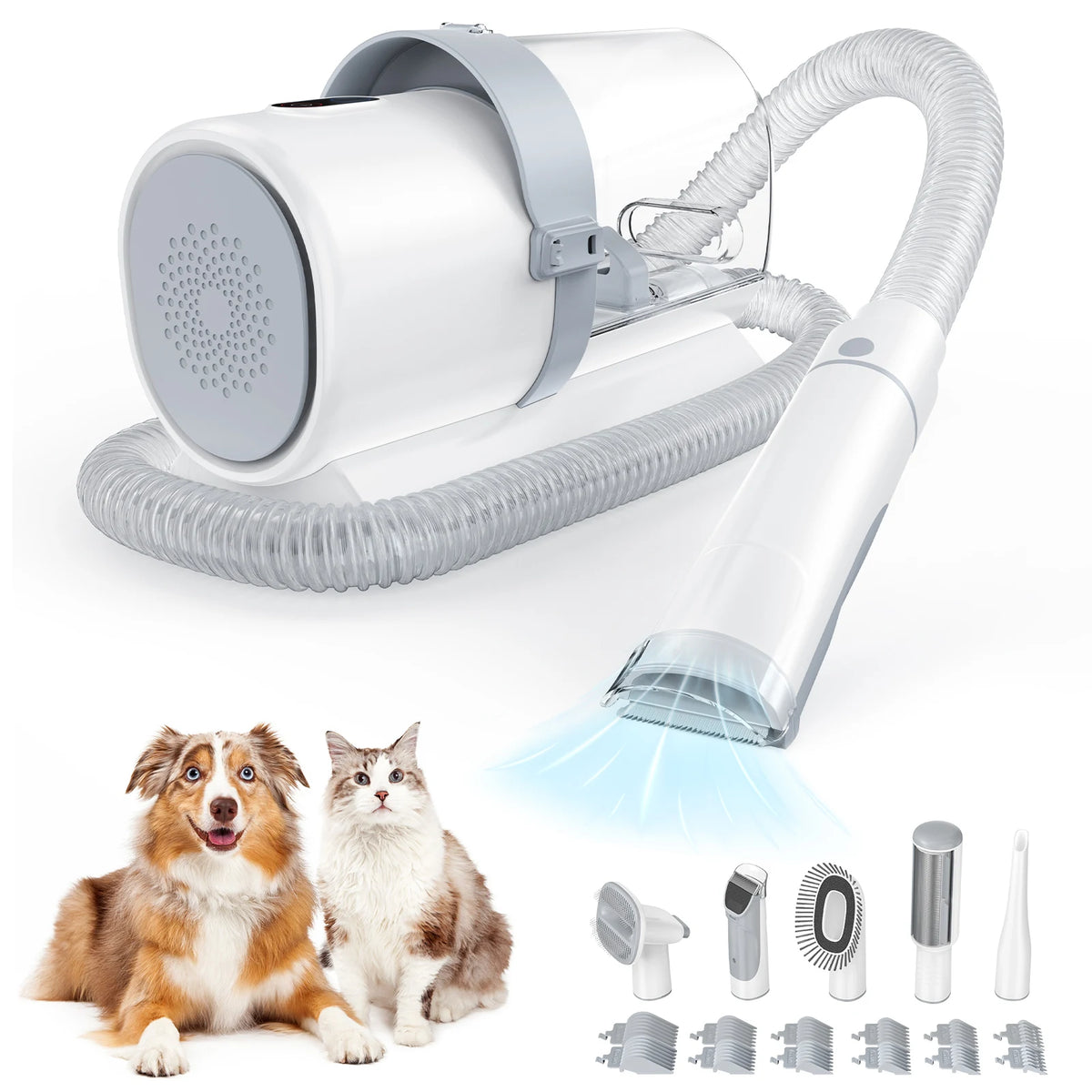 Sweetcrispy Pet Grooming Clipper Vacuum Kit Cordless Low Noise Shaver