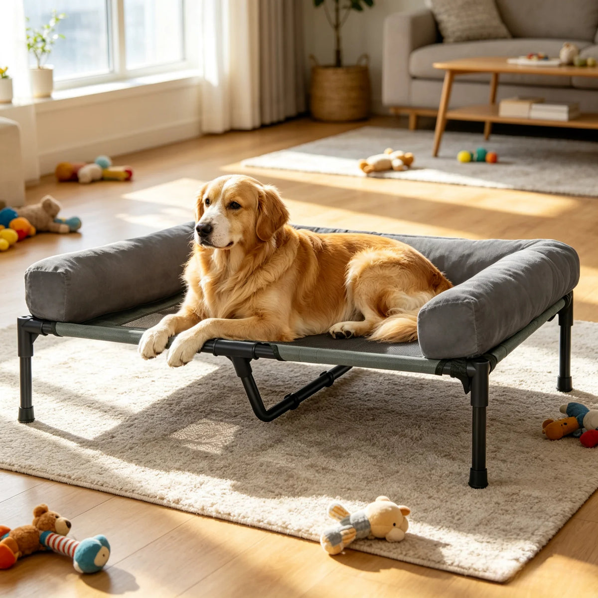 BINGOPAW Elevated Cooling Dog Bed With Breathable Mesh Bolster