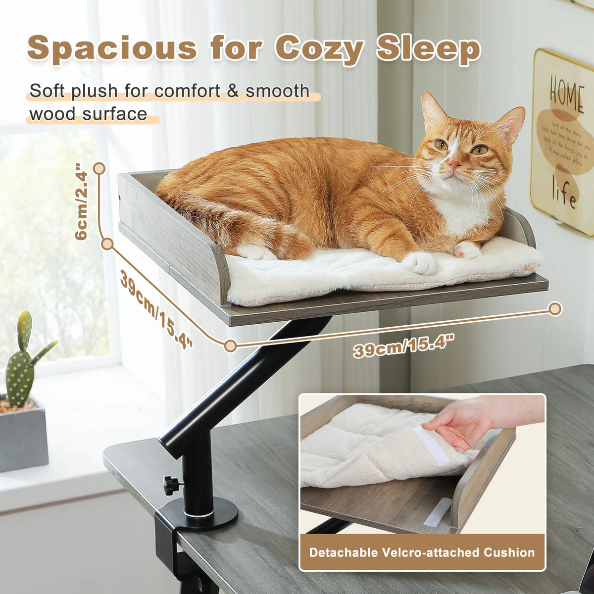PAWZ Road Cat Desk Bed Rotatable Adjustable Plush Hammock Stand