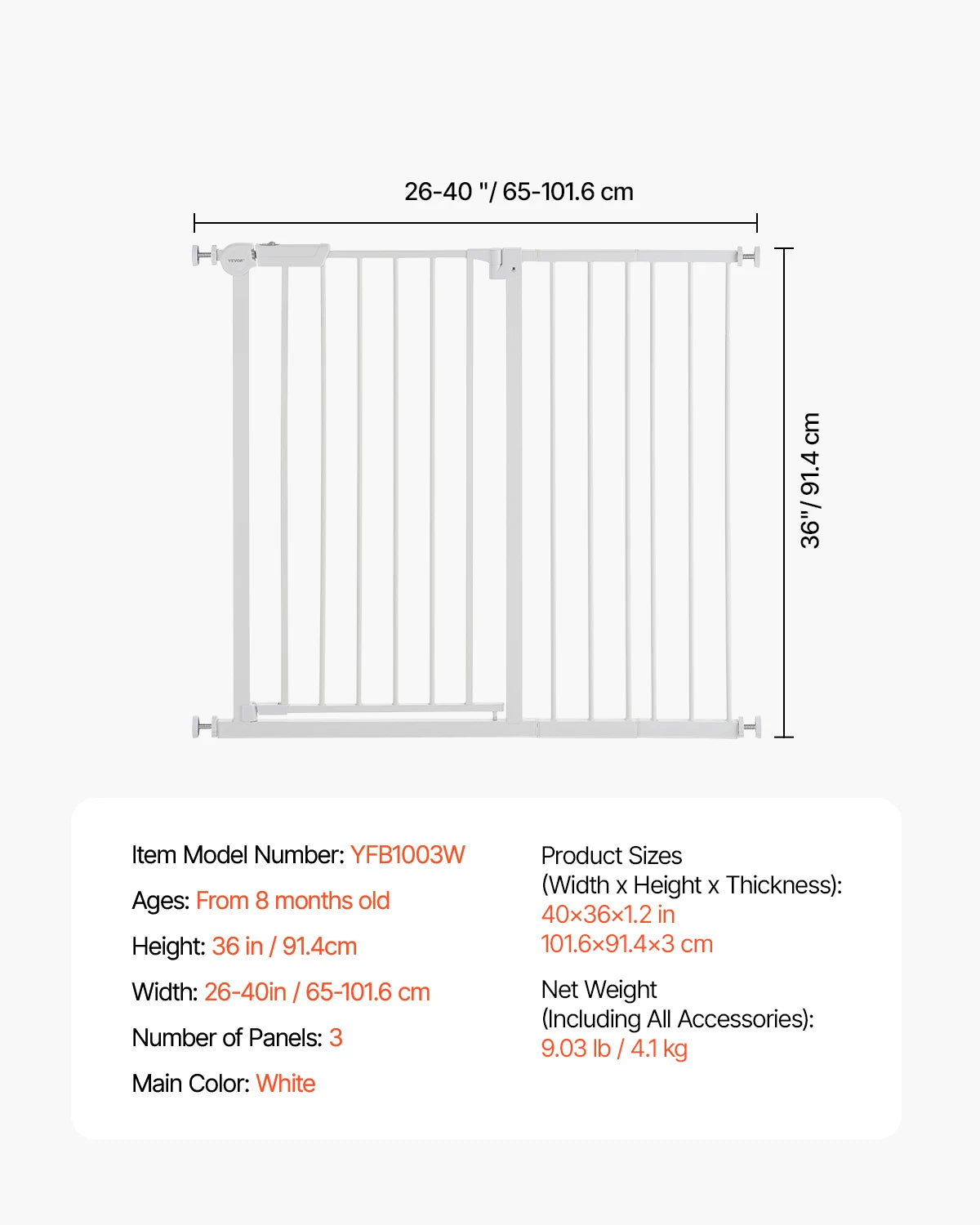 SucceBuy Pressure Mount Safety Gate For Babies And Pets