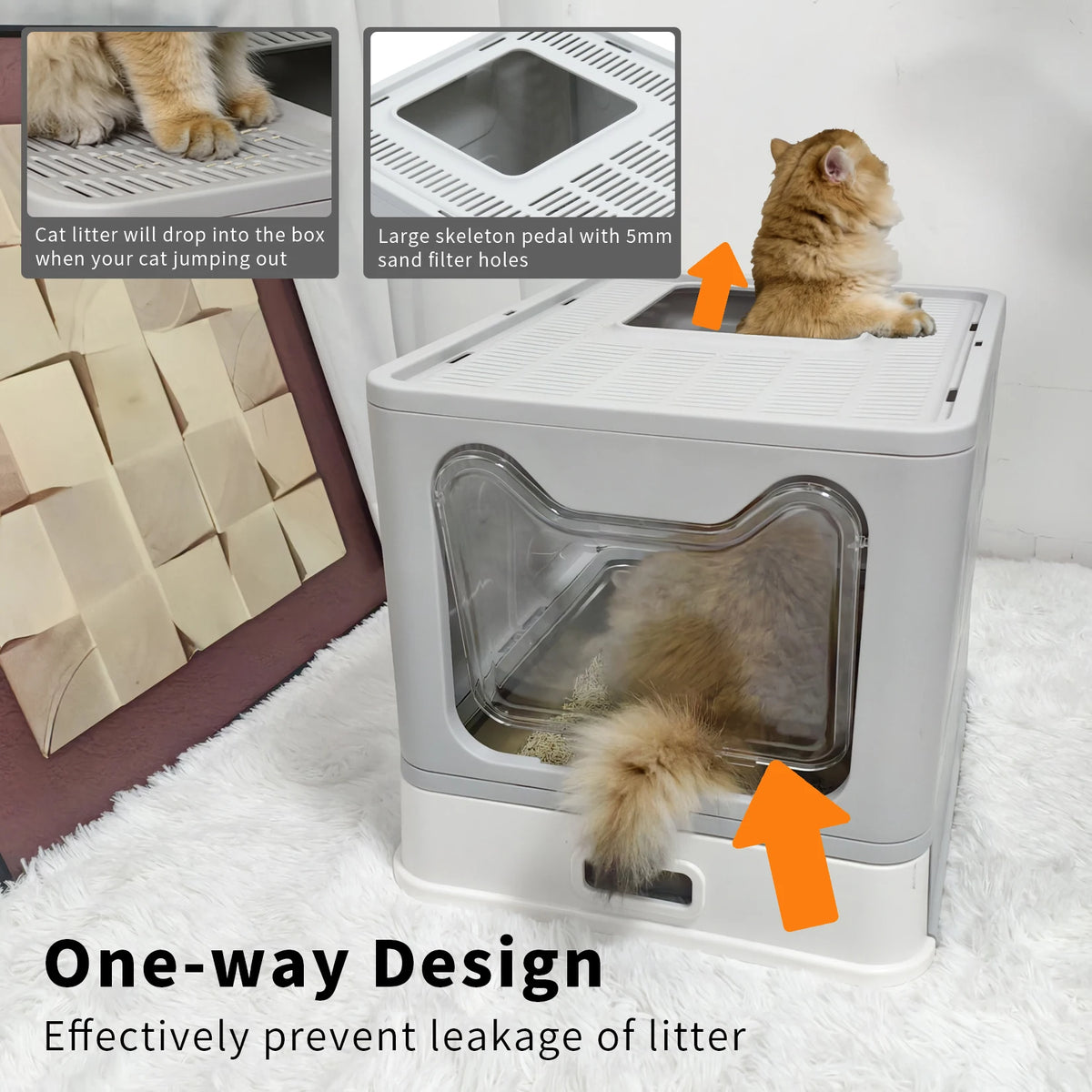 Fully Enclosed Cat Litter Box With Separate Lid And Scoop