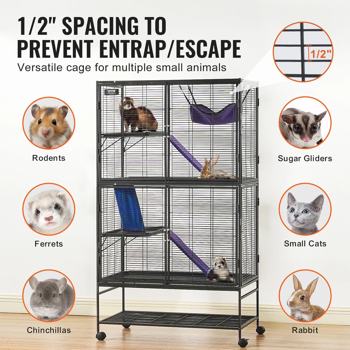 SucceBuy Four Tier Rolling Metal Cage For Small Pets