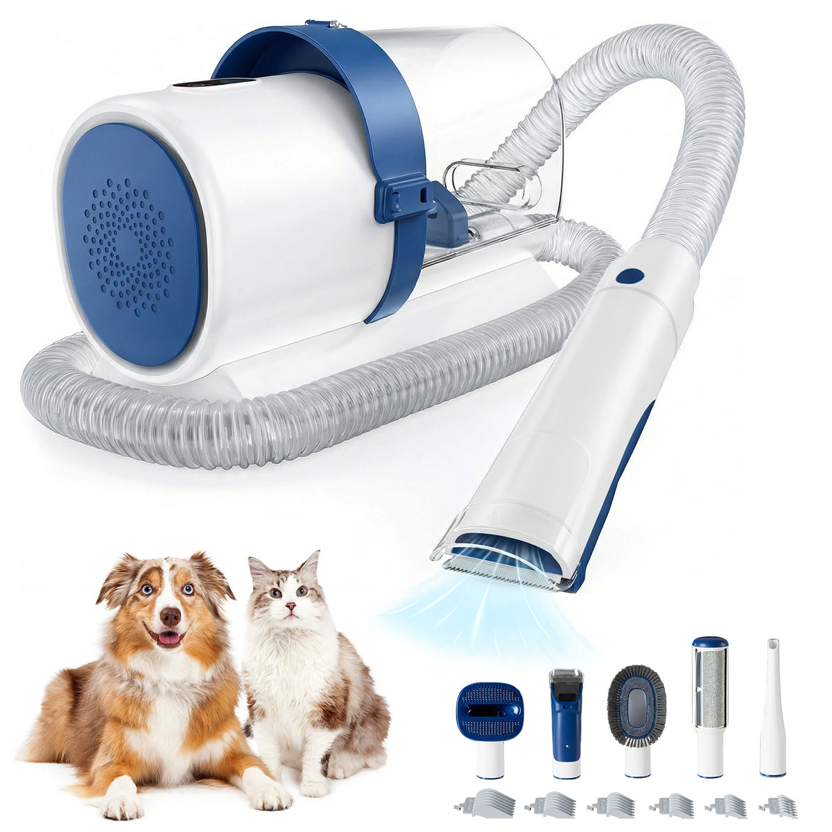 Sweetcrispy Pet Grooming Clipper Vacuum Kit Cordless Low Noise Shaver