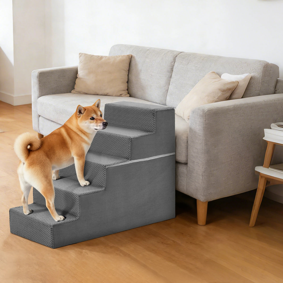 Indoor Right Angled Foam Dog Stairs With Anti Slip Steps
