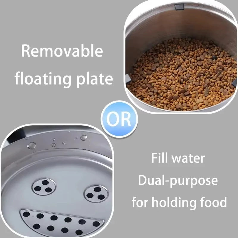 Big Capacity Stainless Steel Dog Floating Bowl, No Spill Anti-Splash Dog Water Dispenser, Non-Slip Dog Cat Pet Water Feeder Bowl