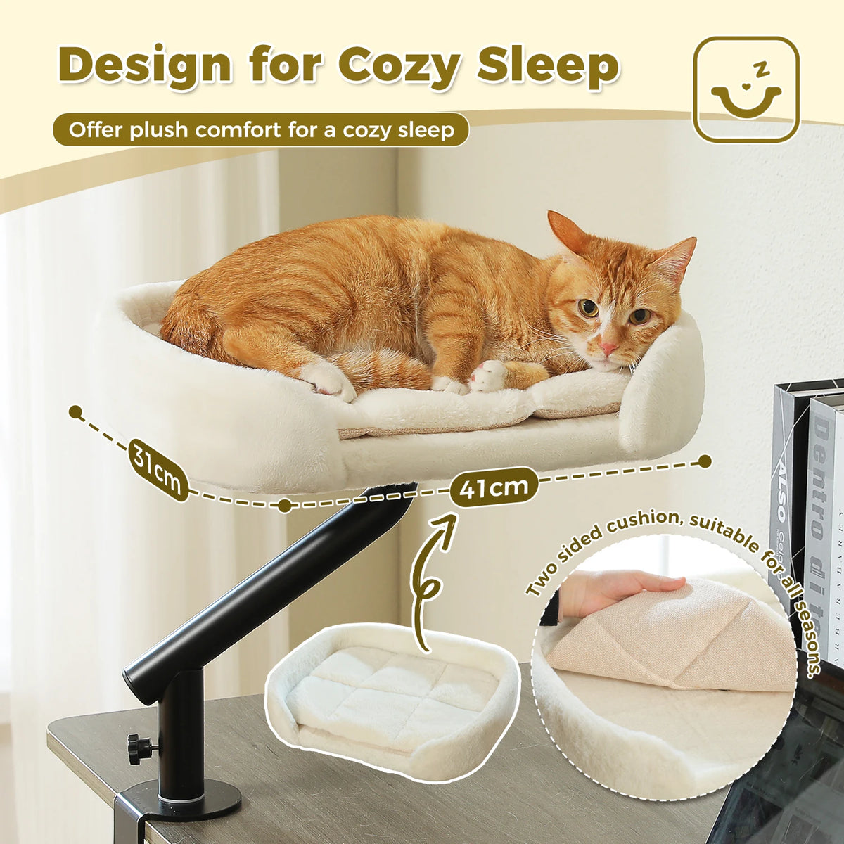PAWZ Road Cat Desk Bed Rotatable Adjustable Plush Hammock Stand