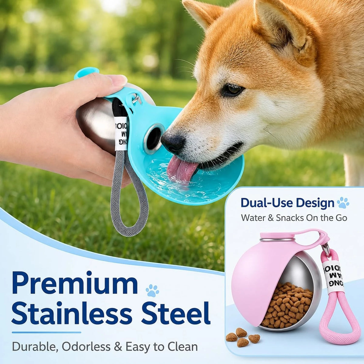 Portable Leak Proof Pet Travel Water Bottle With Foldable Bowl