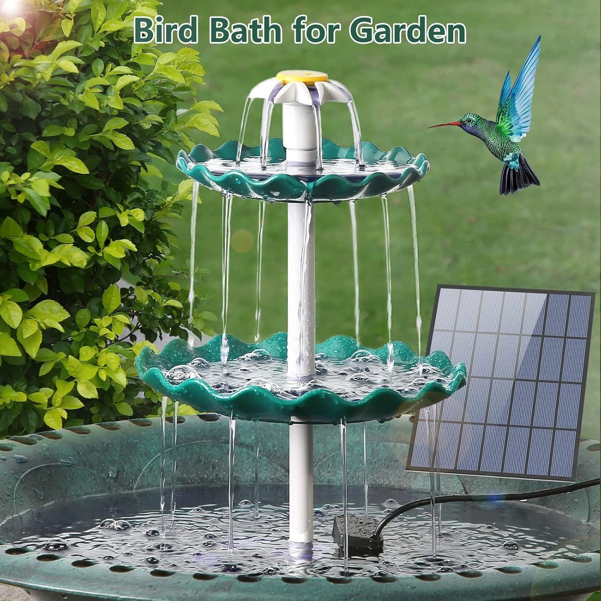 Solar Bird Bath Fountain With Detachable Water Landscaping Design