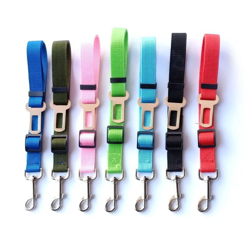 New Dog Car Belt Cat Car Seat Belt Pet Seat Vehicle Dog Harness Lead Clip Safety Lever Traction Dog Collars GXQ05