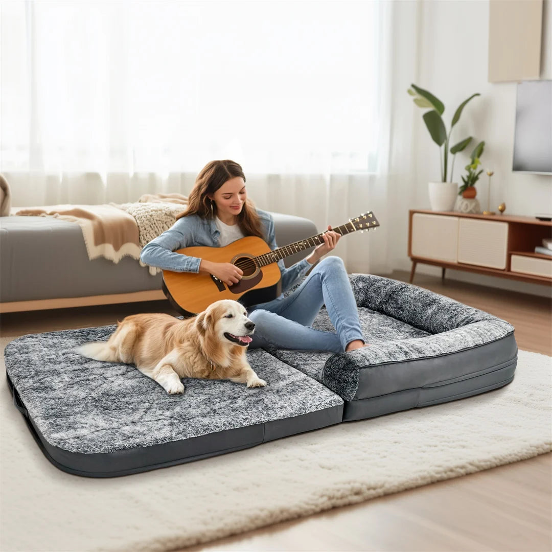 Bingopaw Giant Foldable Calming Orthopedic Plush Dog Bed
