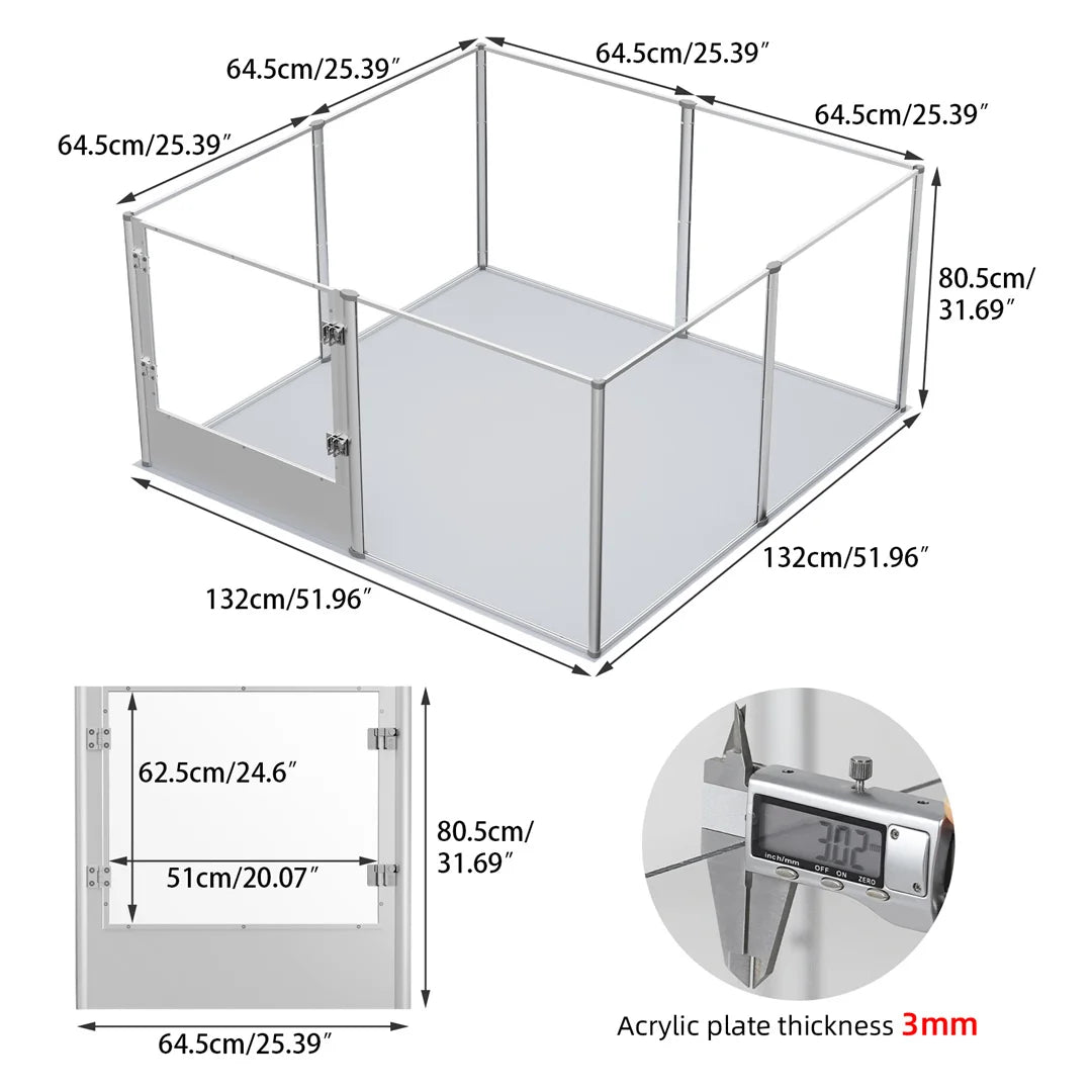 BINGOPAW Clear Acrylic Pet Playpen With Waterproof Pad For Animals