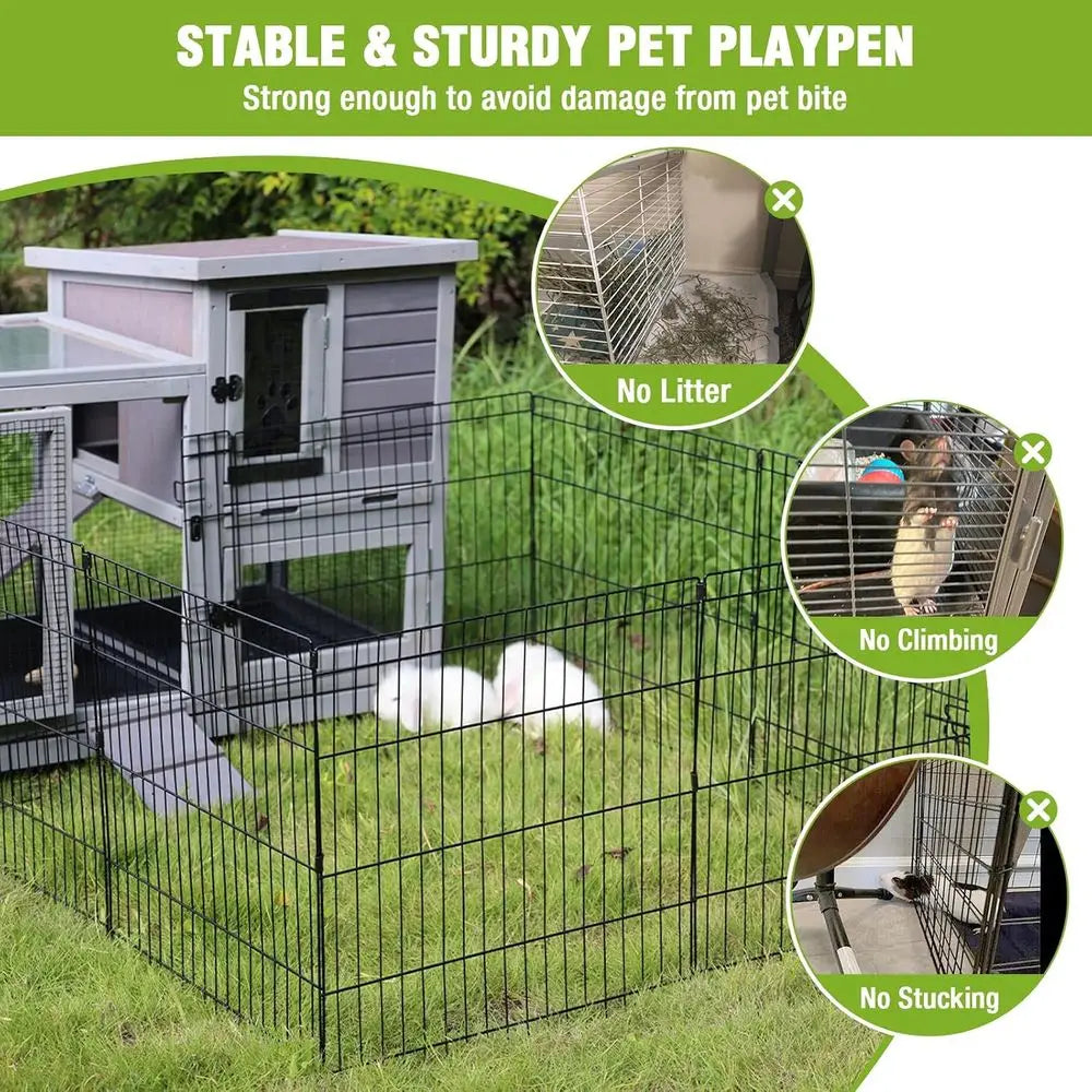 Portable Metal Pet Playpen With Waterproof Liner For Small Pets