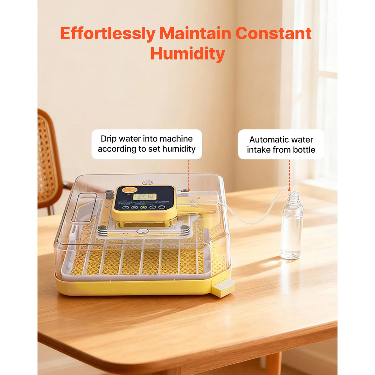 SucceBuy Egg Incubator with LED Candler Temperature Display Auto Humidity Control 360° View Clear Window Poultry Eggs Incubator