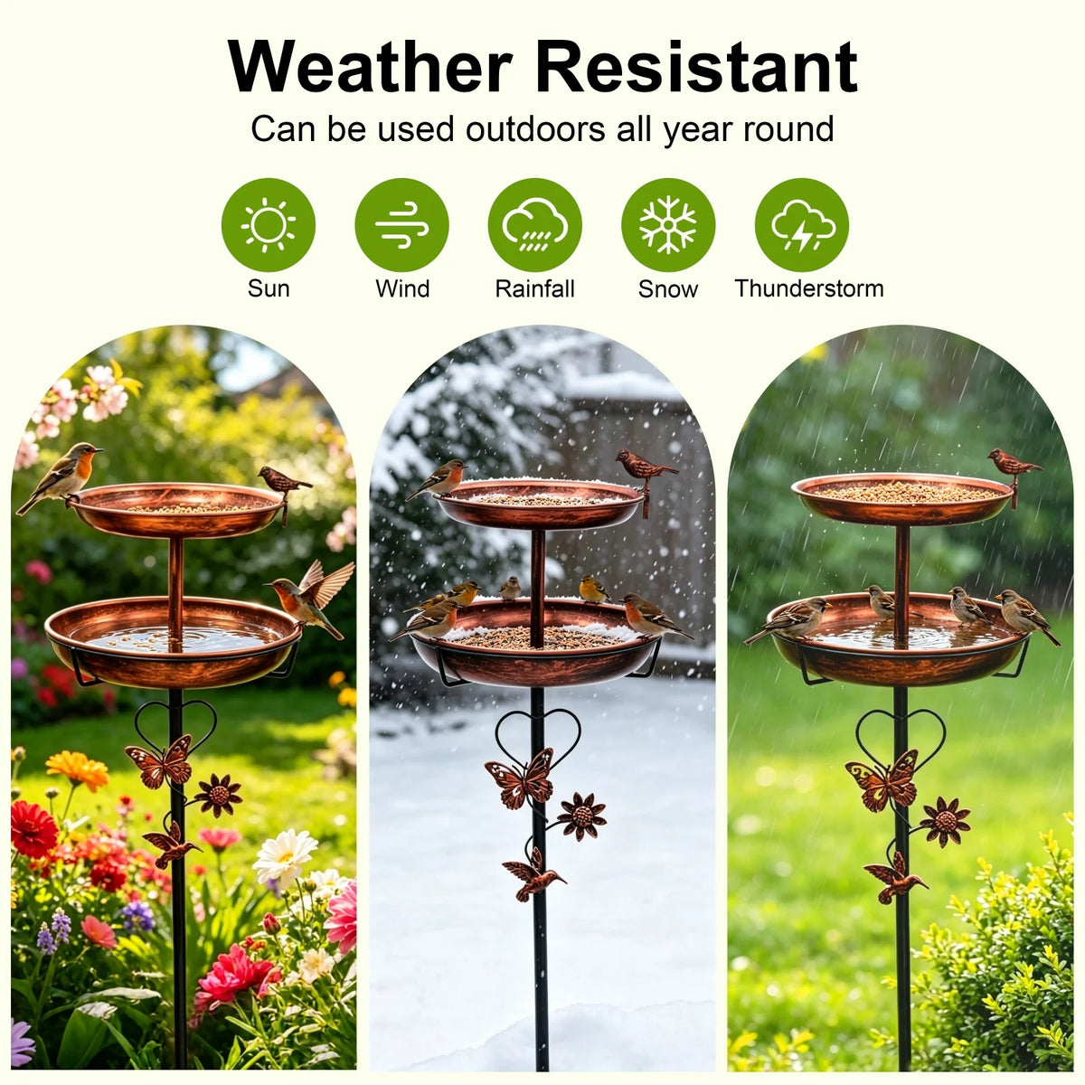 Double Layer Copper Bird Bath Stand For Exterior Garden Decor