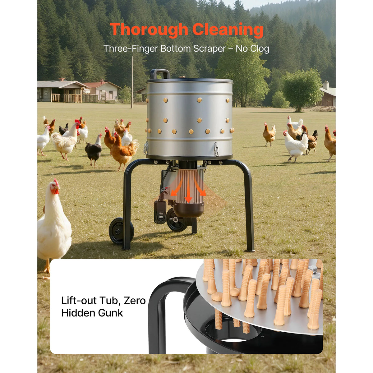 SucceBuy Chicken Plucker Machine With Soft Rubber Fingers And Wheels