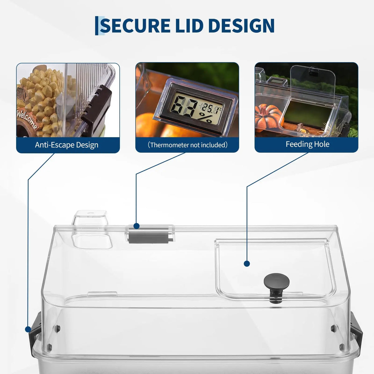 HiMiss Acrylic Reptile Terrarium Kit With Heating Pad And Hide