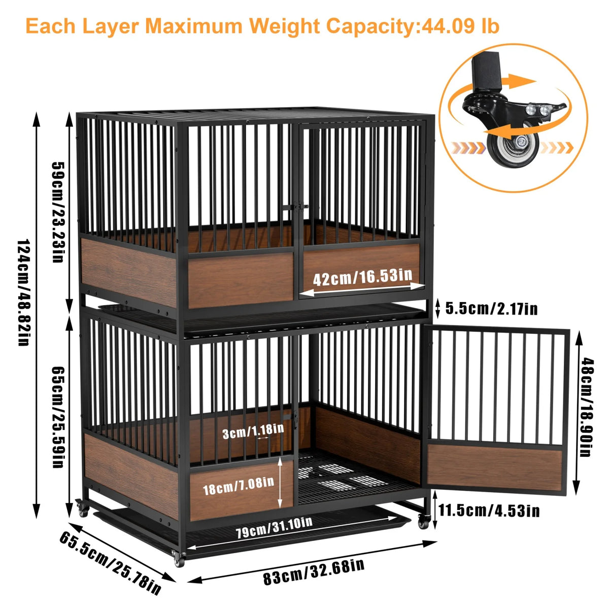 Premium Metal Cat Whelping Crate Removable Tray Furniture Style Slider